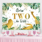 Feuilles et animaux dorés 2e toile de fond joyeux anniversaire